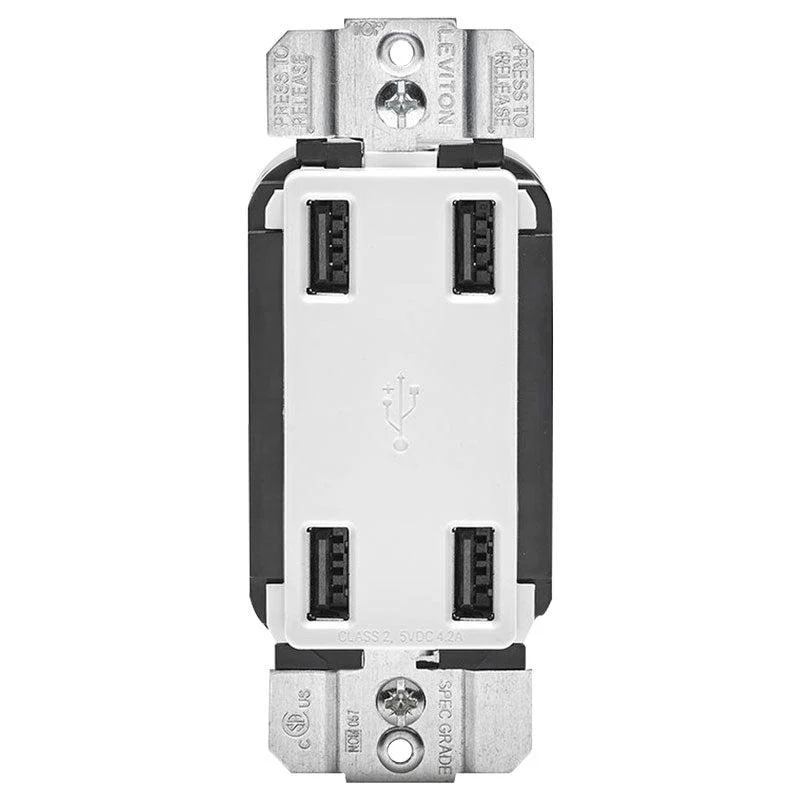 LEVITON TOMACORRIENTE DOBLE 4-PORT CARGADOR USB US