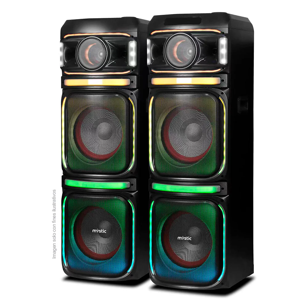 Sound max two, MYPS992U Mystic, audio con Bluetooth, Micrófono inalámbrico UHF, Radio FM, Luz LED. 200W RMS x 2 - Image 2