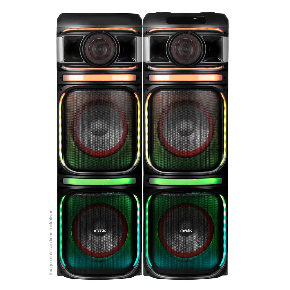 Sound max two, MYPS992U Mystic, audio con Bluetooth, Micrófono inalámbrico UHF, Radio FM, Luz LED. 200W RMS x 2 - Image 4