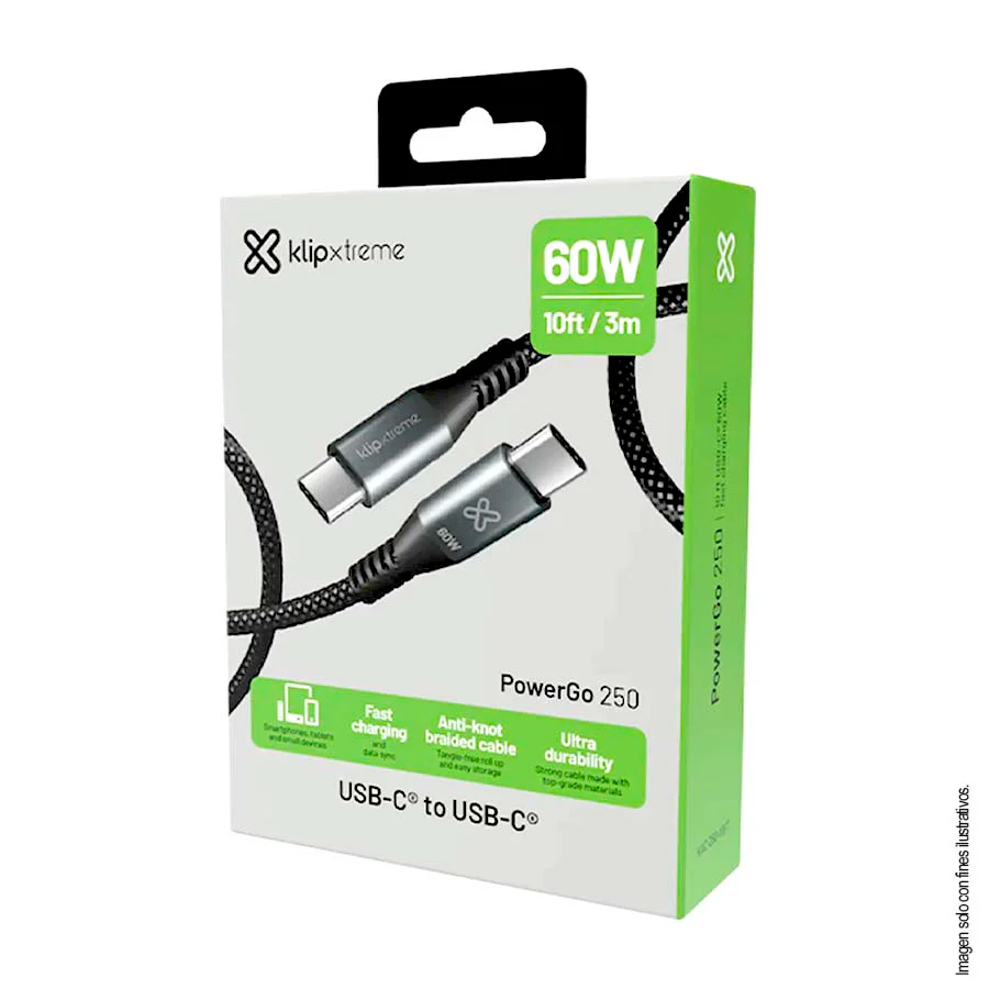 Cable USB-C TO USB-C CABLE 30W KAC-250-6FT KLIP para carga ultrarrápida - Image 5