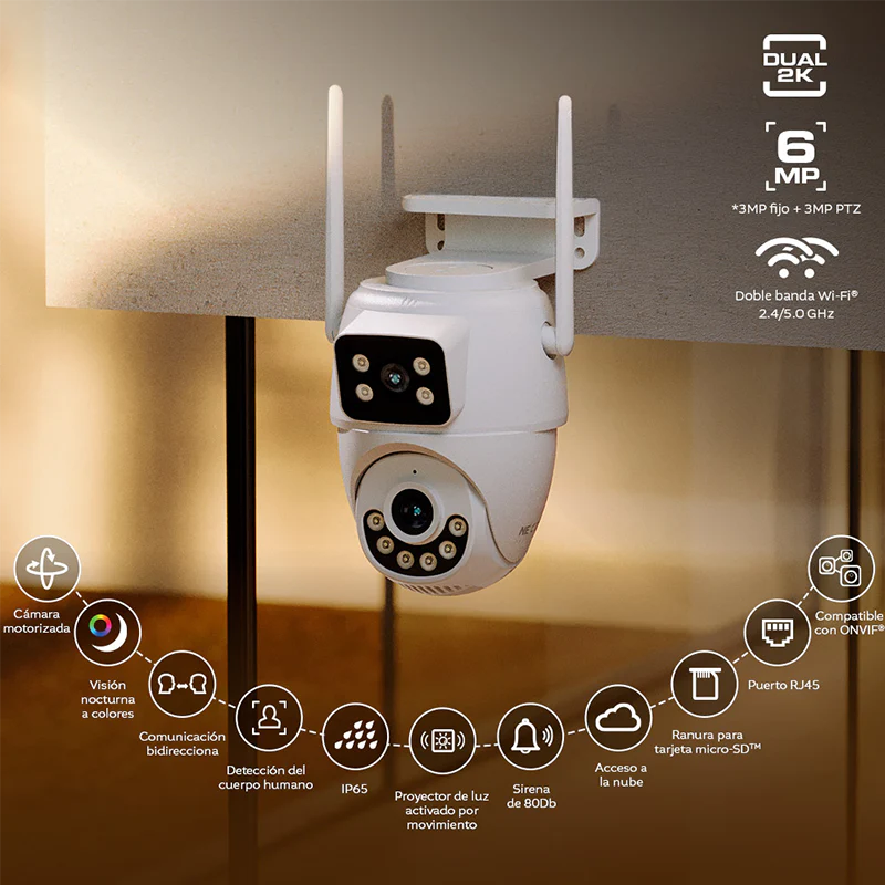 Cámara inteligente NHC-OP30DL Nexxt, Doble lente PTZ Dual, 2K + salida RJ45. IP65. - Image 6