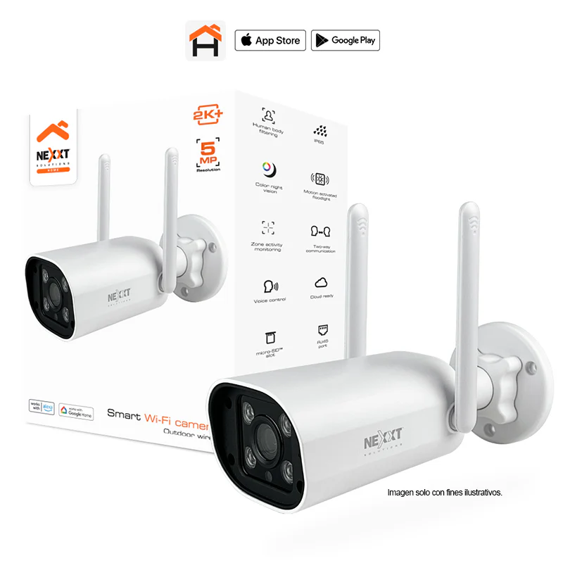 Cámara Inteligente Wi-Fi para exterior, 2K + 5MP, RJ45 NHC-OF10 Nexxt - Image 2