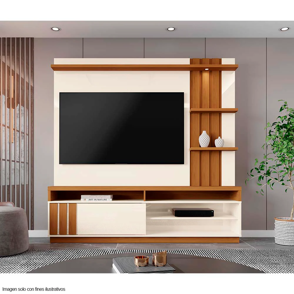 Centro de entretenimiento modelo MARIANA hasta TV 55" colores Off White/ Amendoa - Image 4