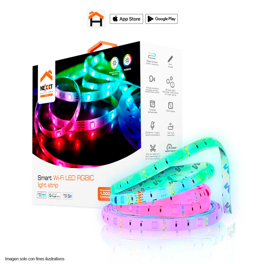 Cinta LED Smart RGBIC de 5m NHB-S613 110-220V Nexxt