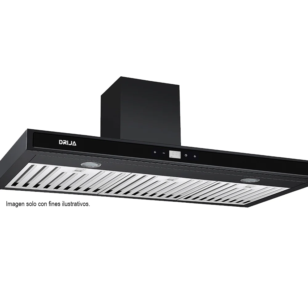 Extractor de grasa Campana Quadrato 76 Black, 2 chimeneas, panel digital, luz LED. Drija. - Image 2