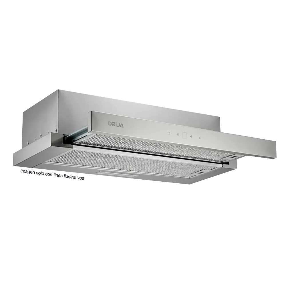 Extractor de grasa empotrable 89.8cm, Retráctil 90 acero, Drija, diseño discreto y moderno, extracción de 270MCH, 2 velocidades de extracción.