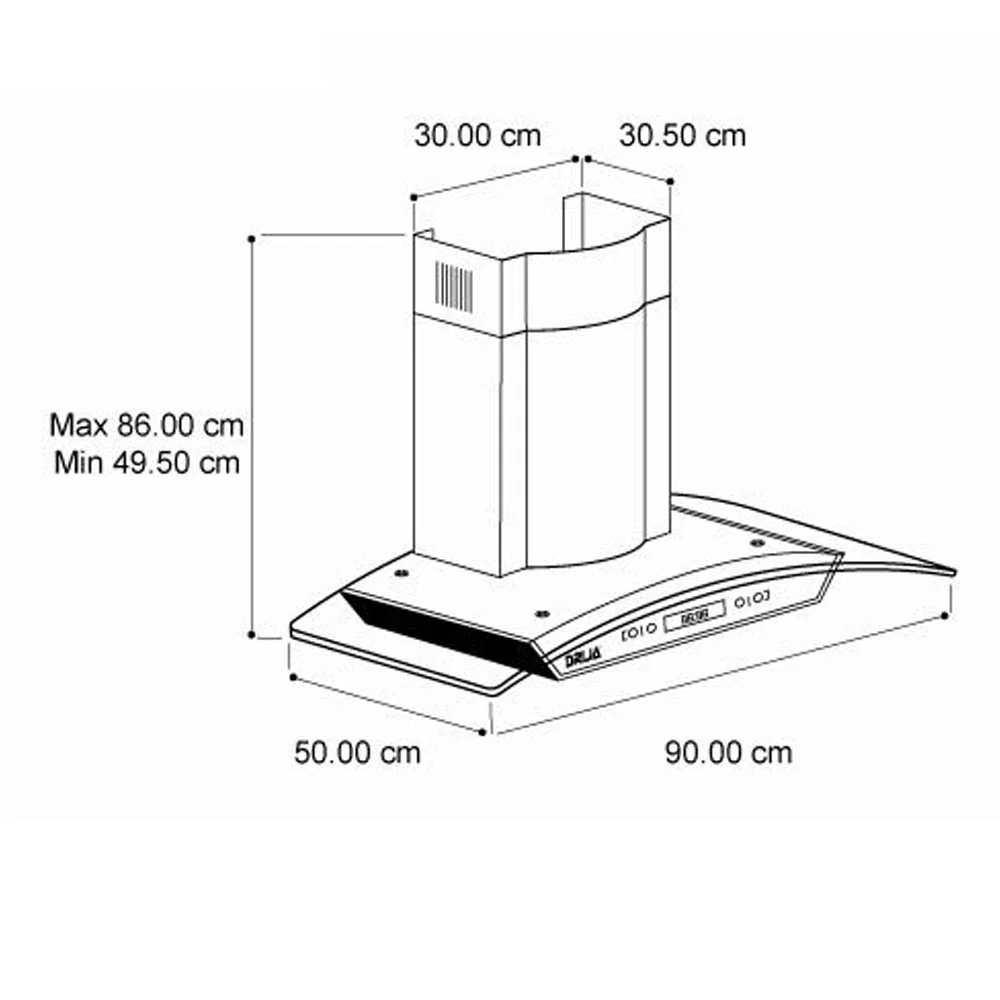 Extractor de grasa 36" campana pared prisma touch 90 DRIJA filtros de aluminio - Image 3