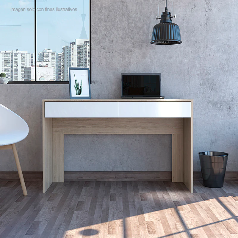Escritorio Acre ERB2689 color Rovere y blanco, 45x120x 75cm, estructura madera aglomerada. - Image 2