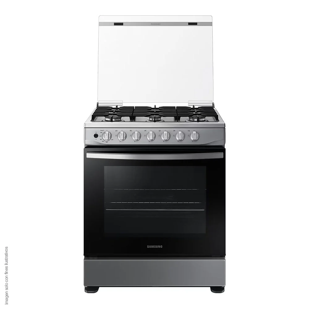 Estufa a gas 30" NX52D3000MV/AX Samsung 6 quemadores, acero inoxidable y parrillas de hierro fundido, tapa de vidrio. - Image 2