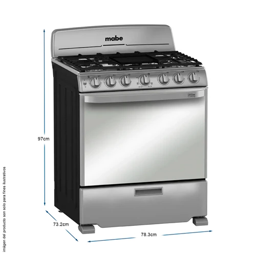Estufa a gas 30" EM7659BFIX2 Mabe 6 quemadores cubierta sellada inoxidable - Image 2