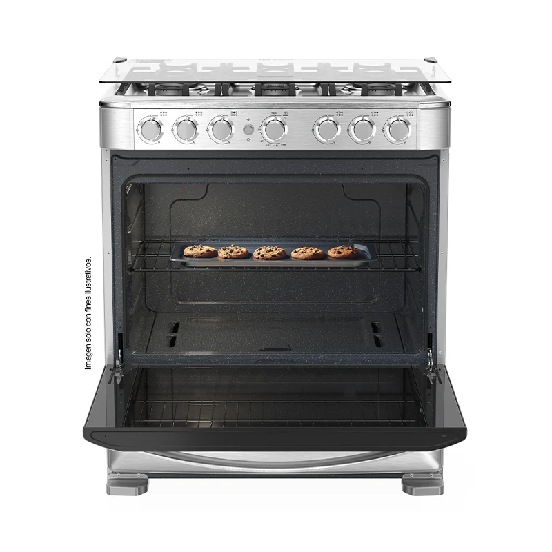 Estufa a gas de 30" (76cm) EMA7620FX0 Mabe, 6 quemadores, encendido electrónico por botón, parrillas de hierro fundid, horno de 109.83 litros - Image 3