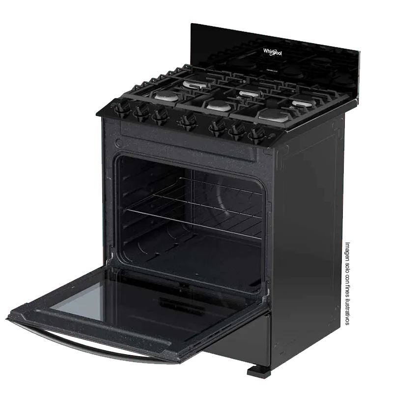 Estufa a gas de 30" LWFR3400B Whirlpool, cubierta porcelanizada, 6 quemadores, respaldo de cristal templado. - Image 3