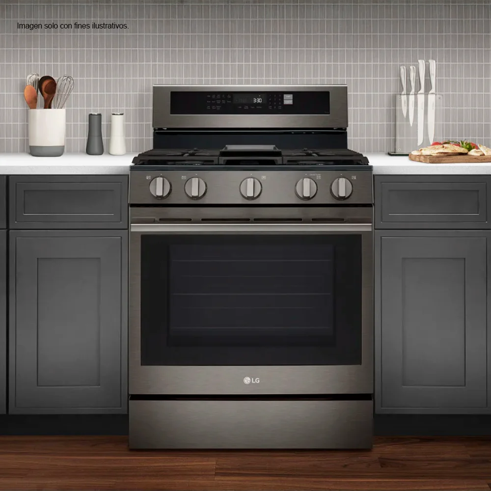 Estufa a gas de 30", modelo LRGN6325X LG, 5 quemadores, con modo Air Fry, sistema Easy Clean