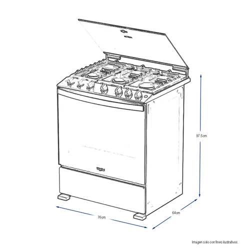 Estufa de 30 a gas LWFR5200 cubierta de acero inoxidable Whirlpool - Image 4