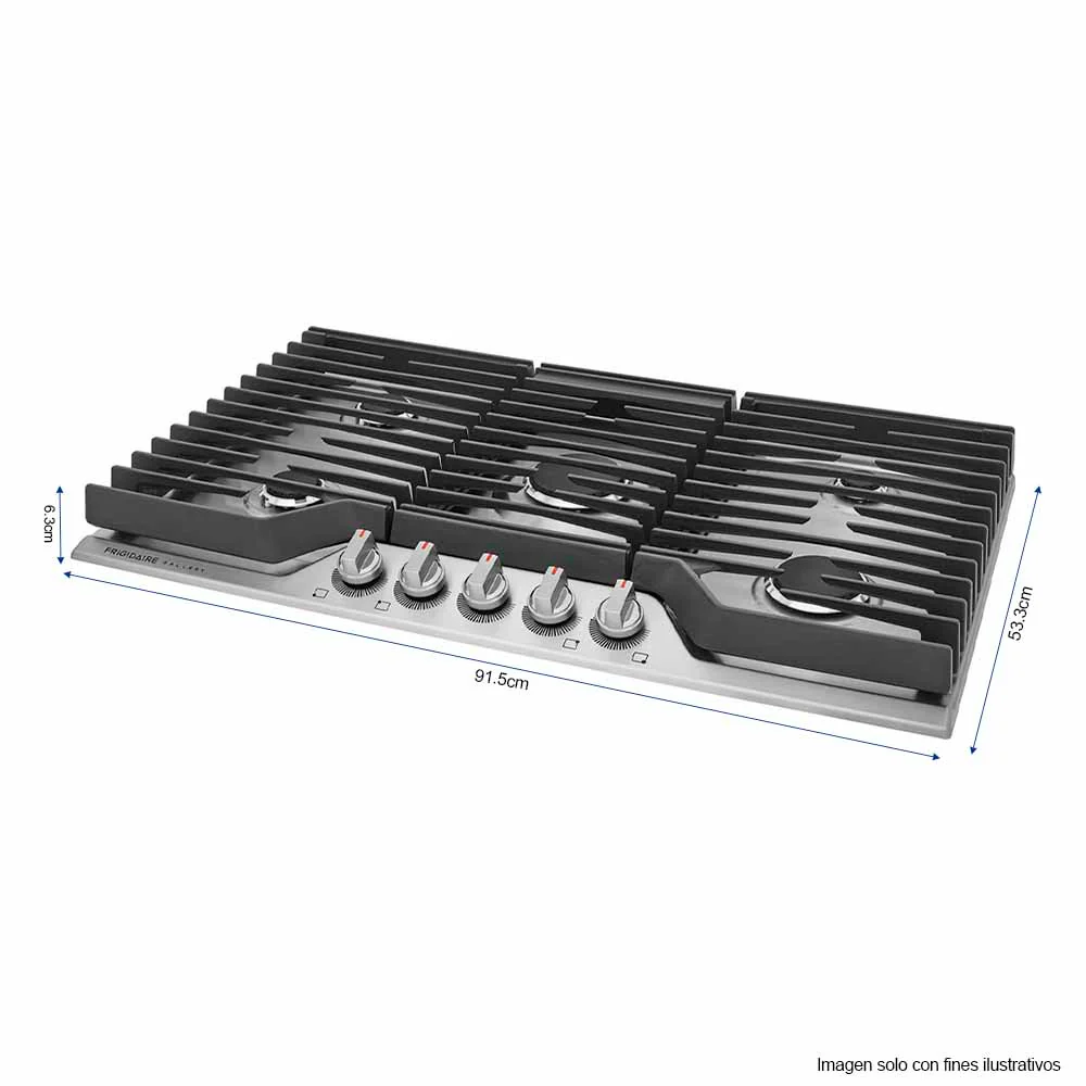 Estufa empotrable a gas de 36" GCCG3648AS Frigidaire 5 quemadores, acero inoxidable - Image 4