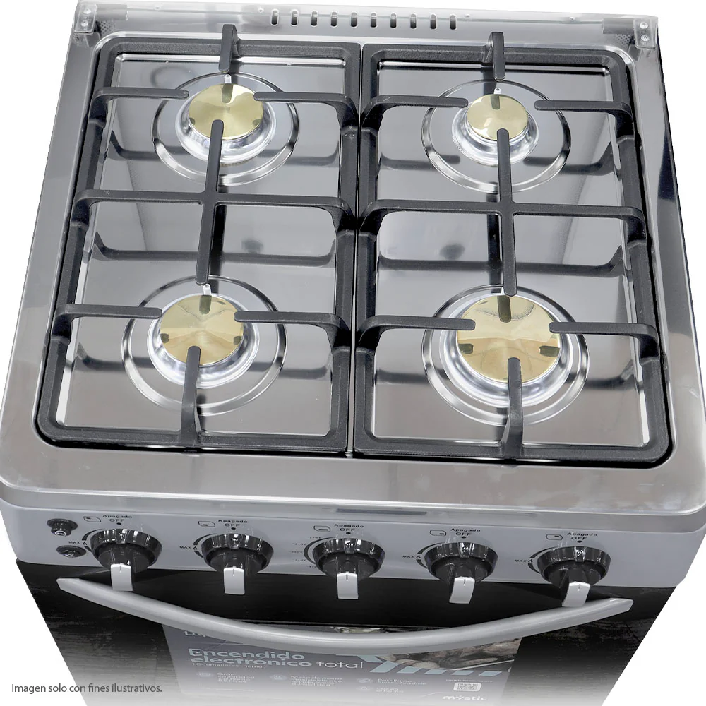 Estufa gas 24" MY-ST4QZ925-PHEL-SS Mystic 4 quemadores, encendido eléctrico color acero inoxidable - Image 3