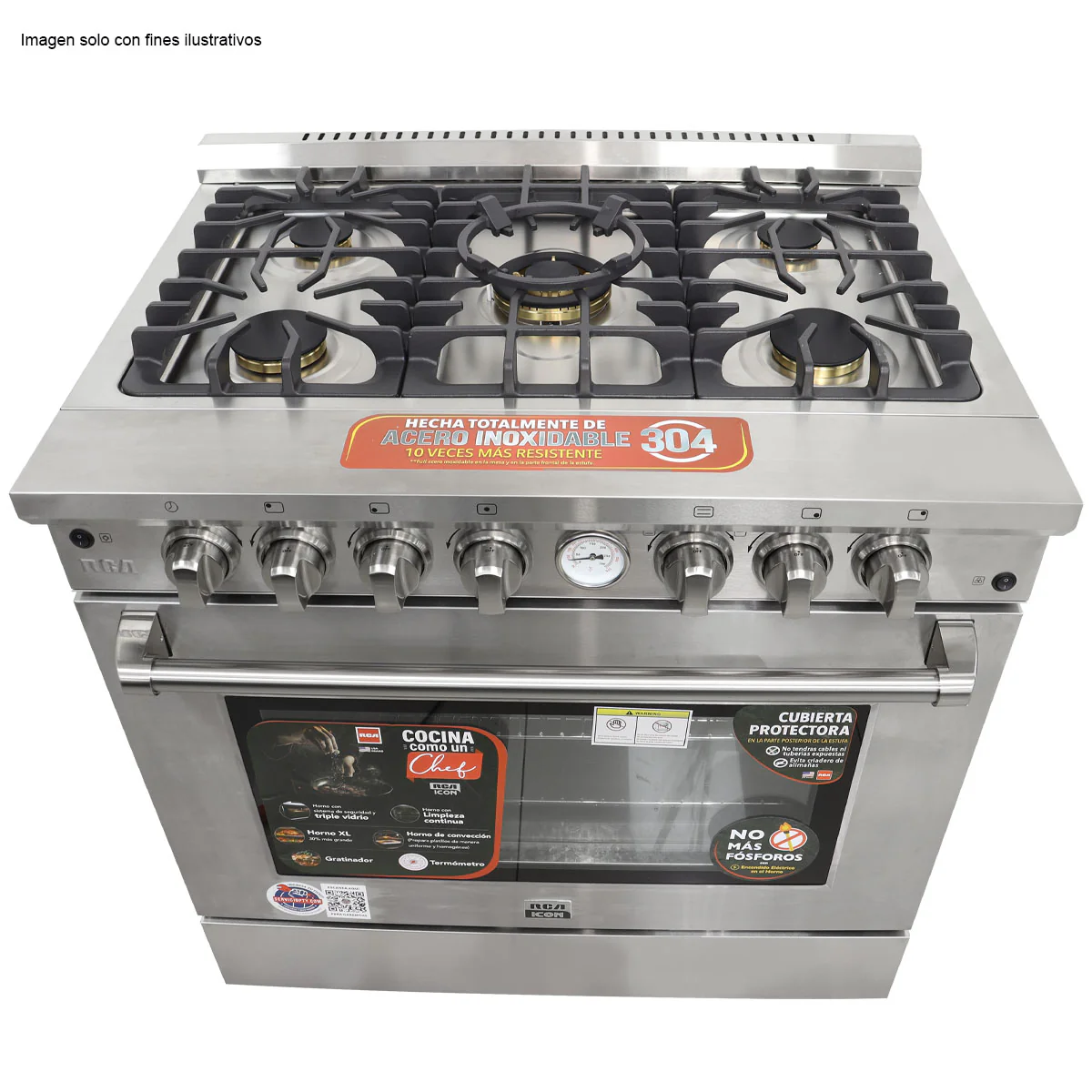 Estufa industrial de 36" RCCC960 Serie ICON RCA de 5 quemadores Horno XL - Image 5
