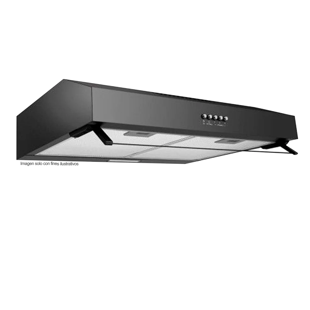 Extractor de grasa 76cm CM7645UNWO Mabe color negro 3 velocidades visor glass