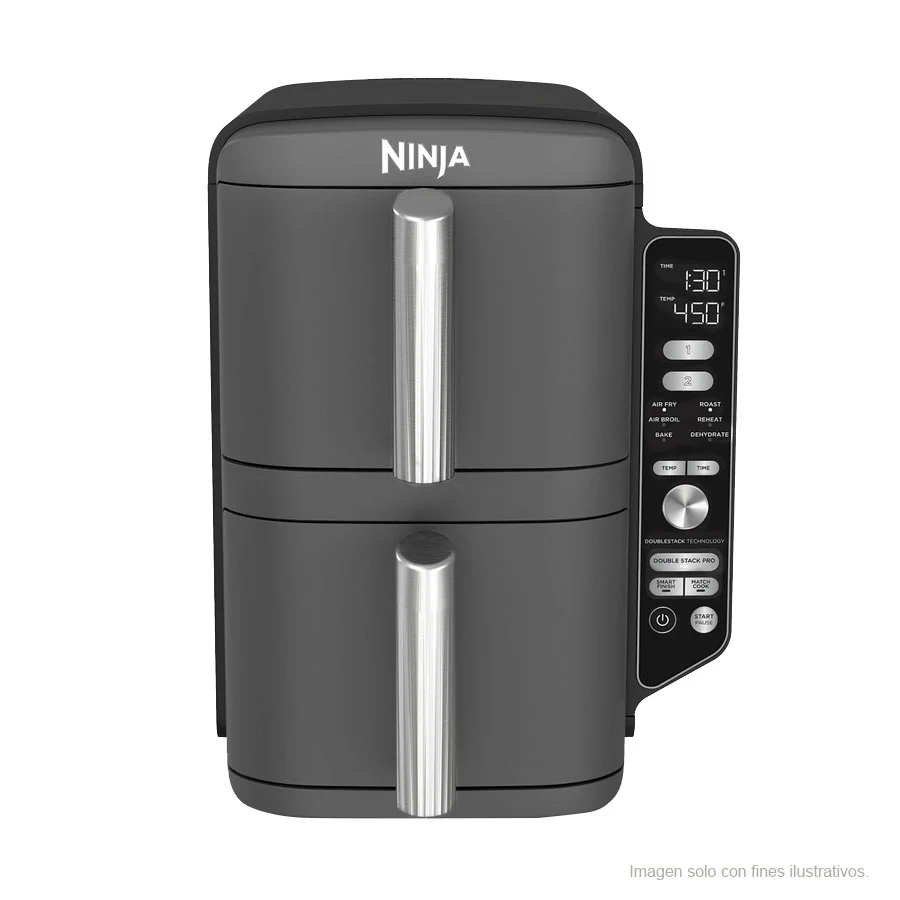 Freidora de Aire 2 cestas 10 Qts SL401 Ninja (9.46 lts) color gris