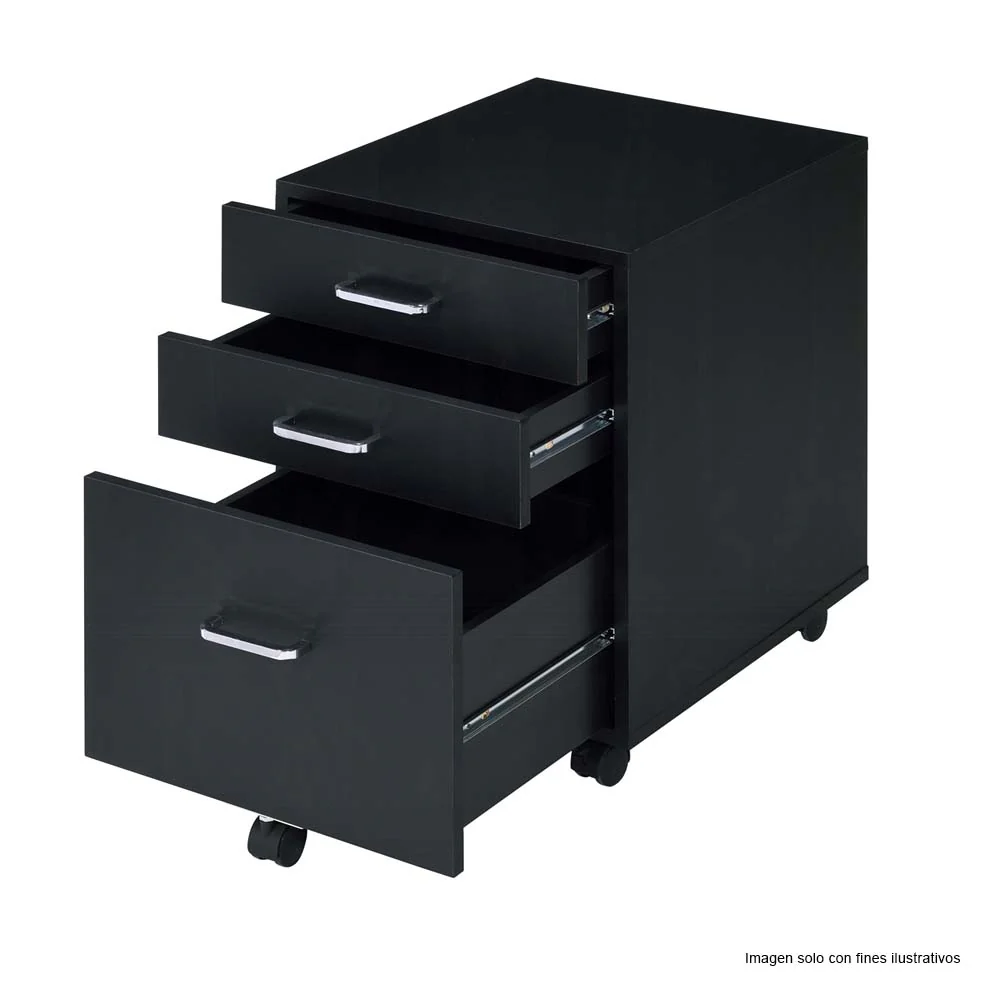 Gabinete Tennos 93199 color negro 3 gavetas con ruedas - Image 2