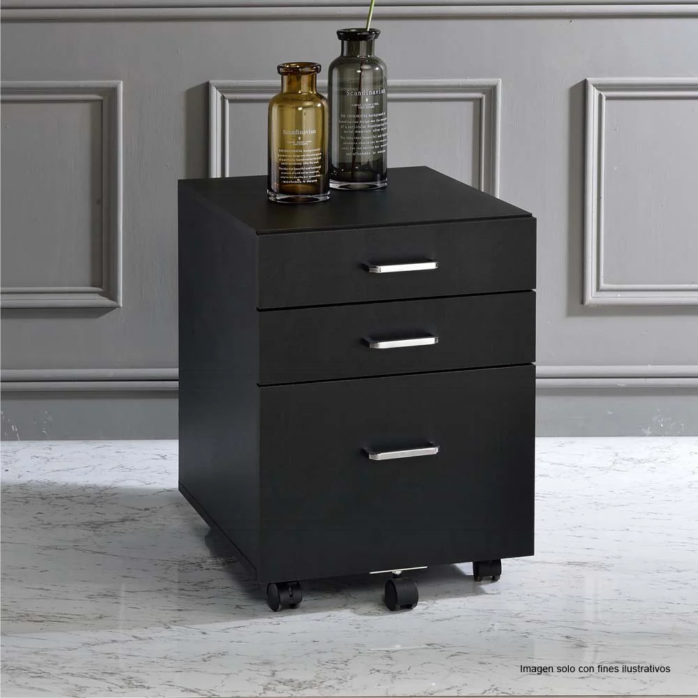 Gabinete Tennos 93199 color negro 3 gavetas con ruedas - Image 4