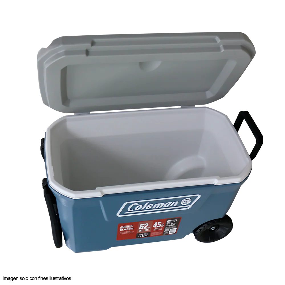 Hielera 62 Qts Serie 316 Coleman con ruedas color azul marino con gris - Image 4