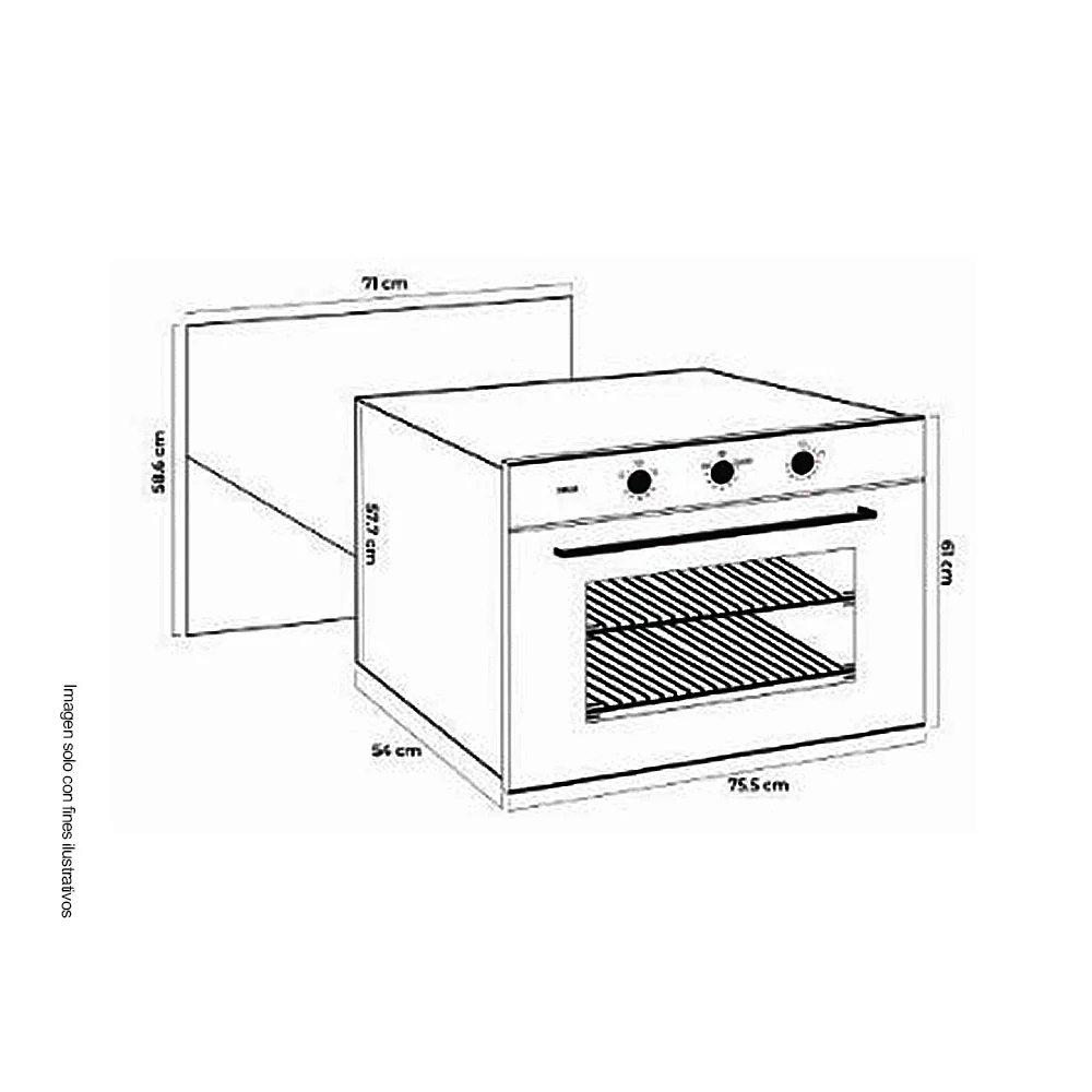 Horno eléctrico empotrable 75.5cm Caribe 76 AIR-A Sistema de convención, capacidad de 78 litros, Drija - Image 2