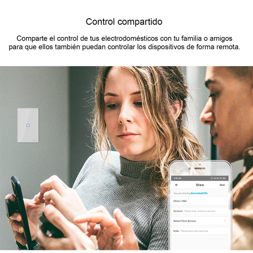 Interruptor sencillo táctil blanco T0-1C Smart WI-FI SONOFF - Image 3