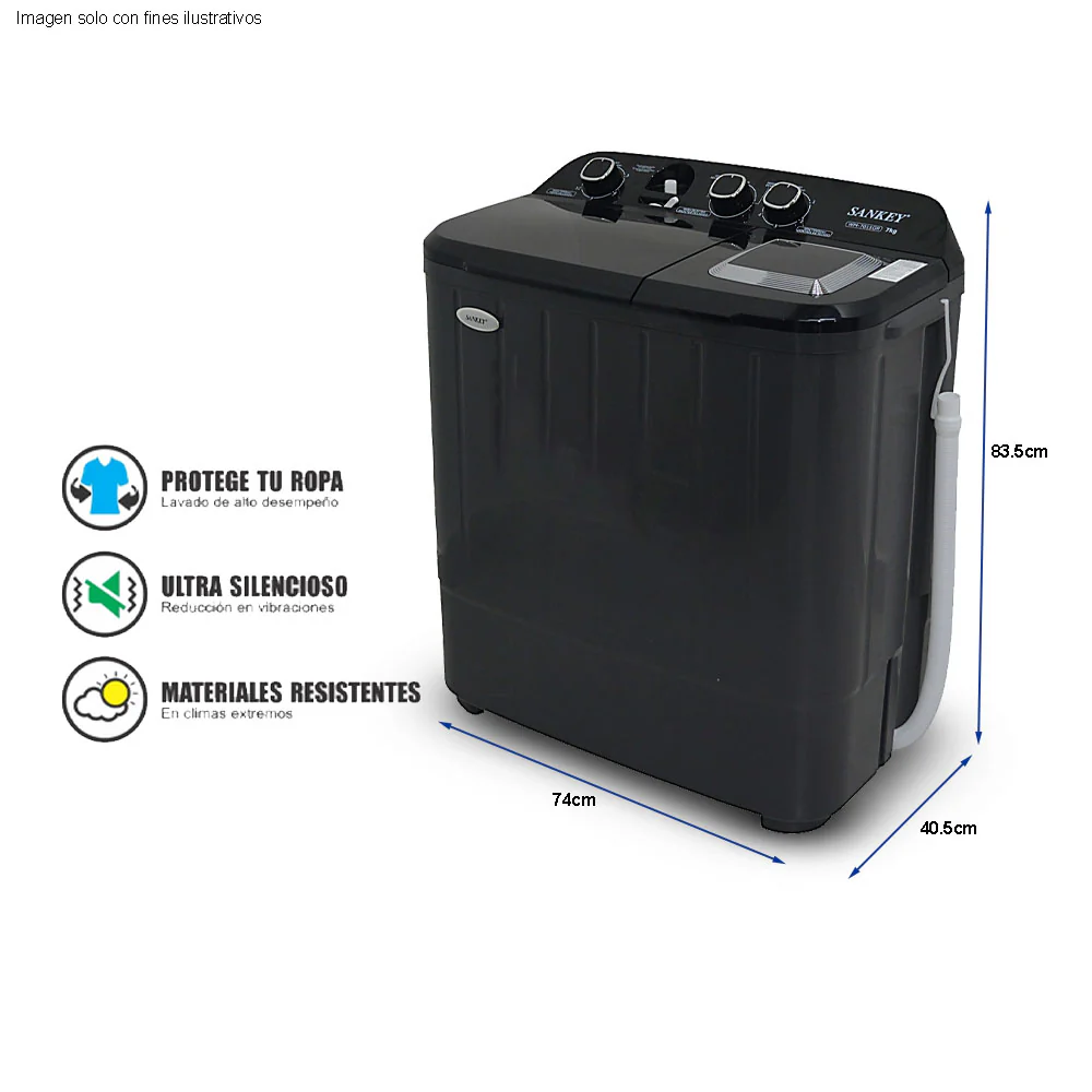 Lavadora 7kg semiautomática WM-7015GR Sankey doble tina - Image 2