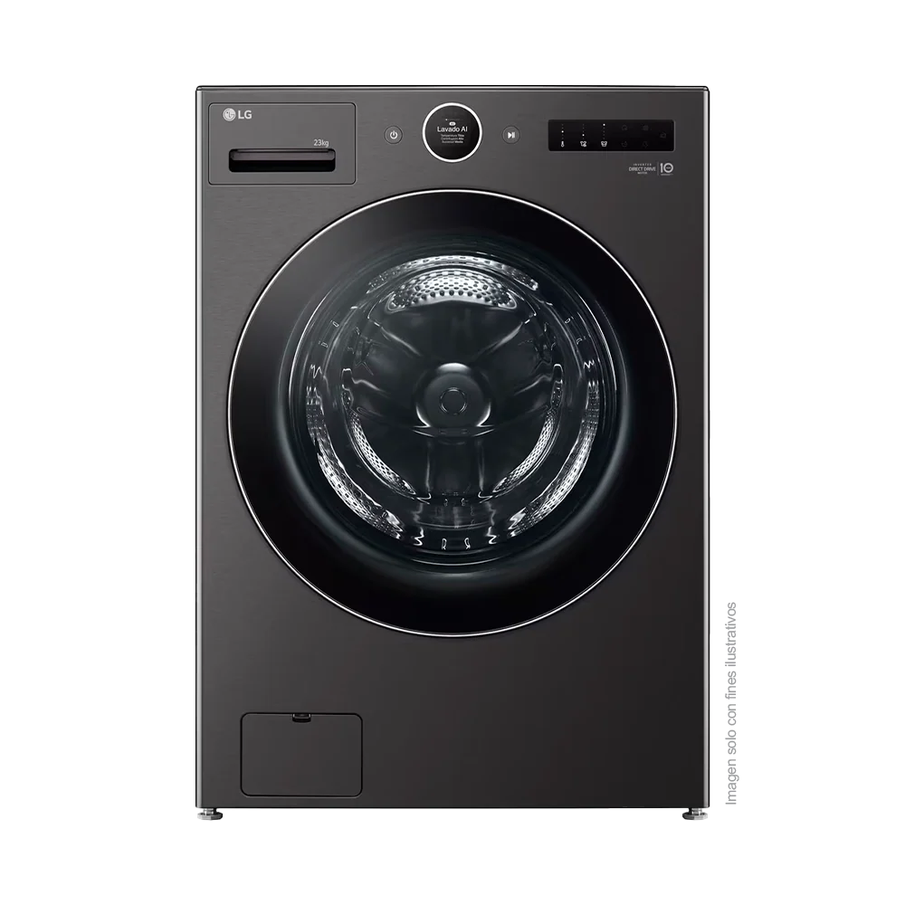 Lavadora de 23kg WM23BFXS6 LG, carga frontal, TurboWash360, acabado de acero negro