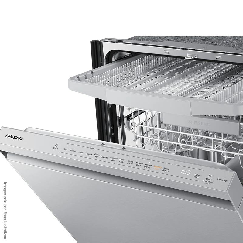 Lavavajilla empotrable 23” DW80B7070US/AA Samsung, color plateado, sistema de lavado StormWash, 7 programas, 15 piezas. - Image 4