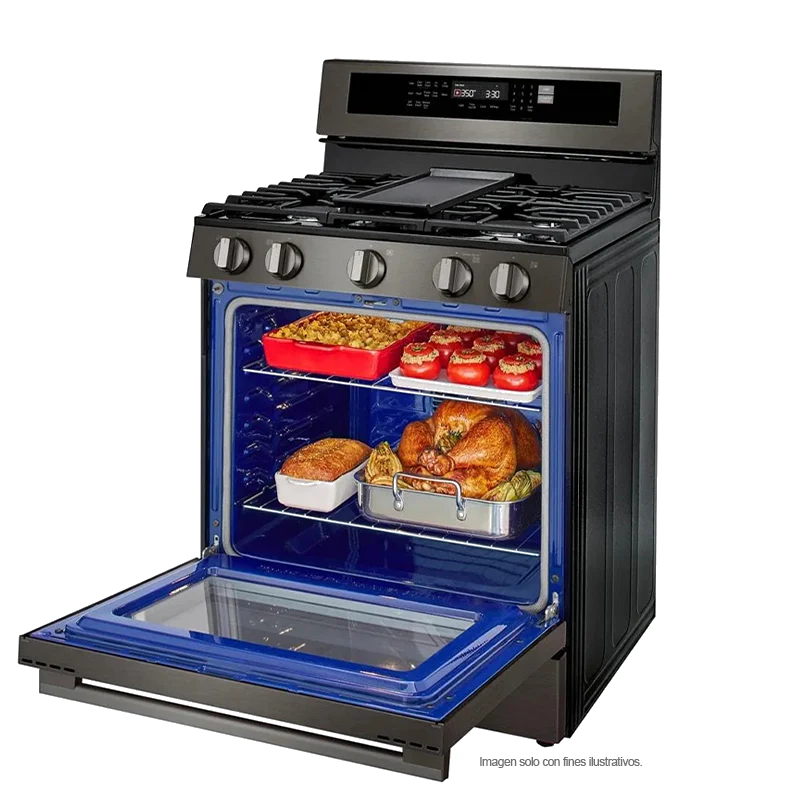 Estufa a gas ancho de 30", LRGN6325Z LG, 5 quemadores, Horno con ventana InstaView, AirFryer y EasyClean, color acero inoxidable negro - Image 3