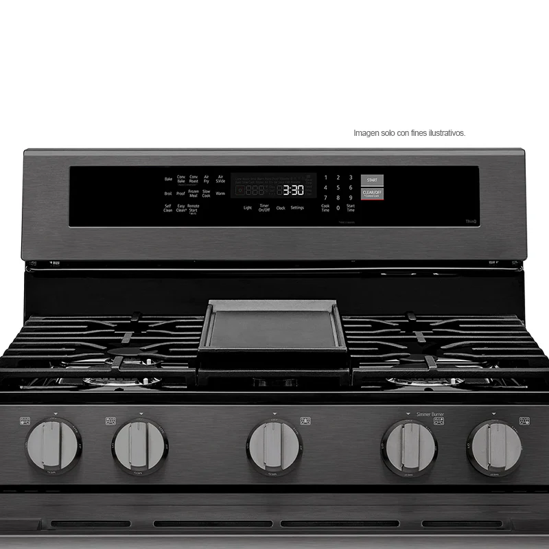Estufa a gas ancho de 30", LRGN6325Z LG, 5 quemadores, Horno con ventana InstaView, AirFryer y EasyClean, color acero inoxidable negro - Image 6