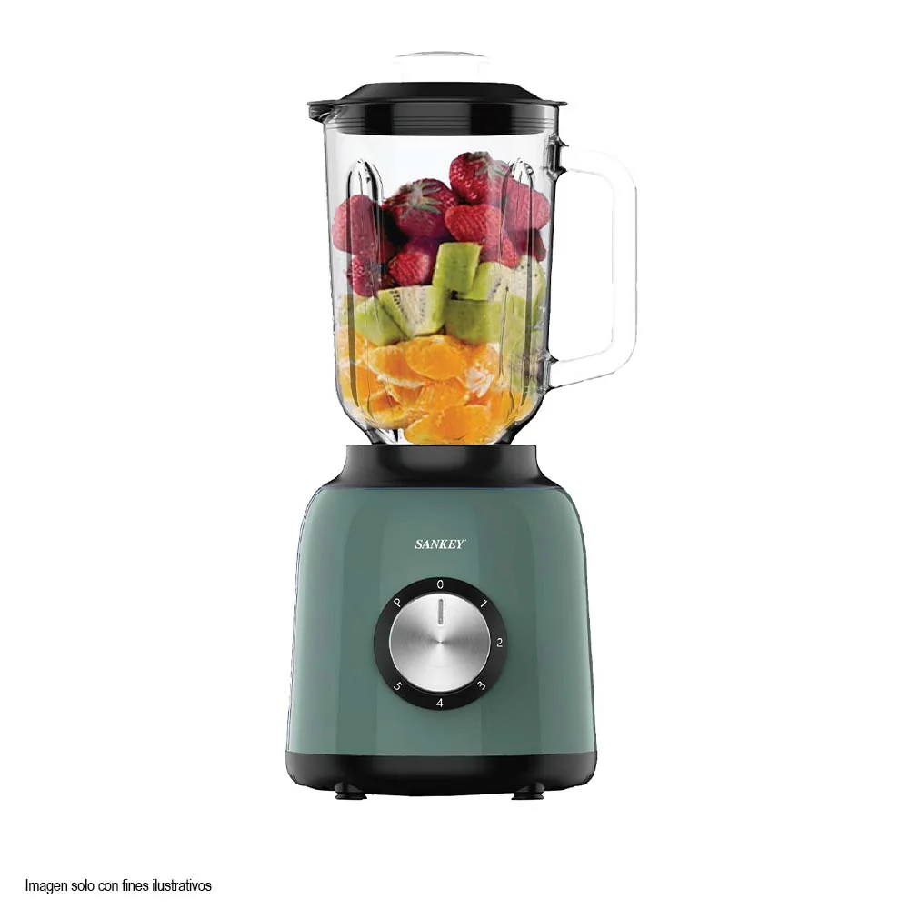 Licuadora BL-1283GG color verde jarra de vidrio de 1.5 litros Sankey