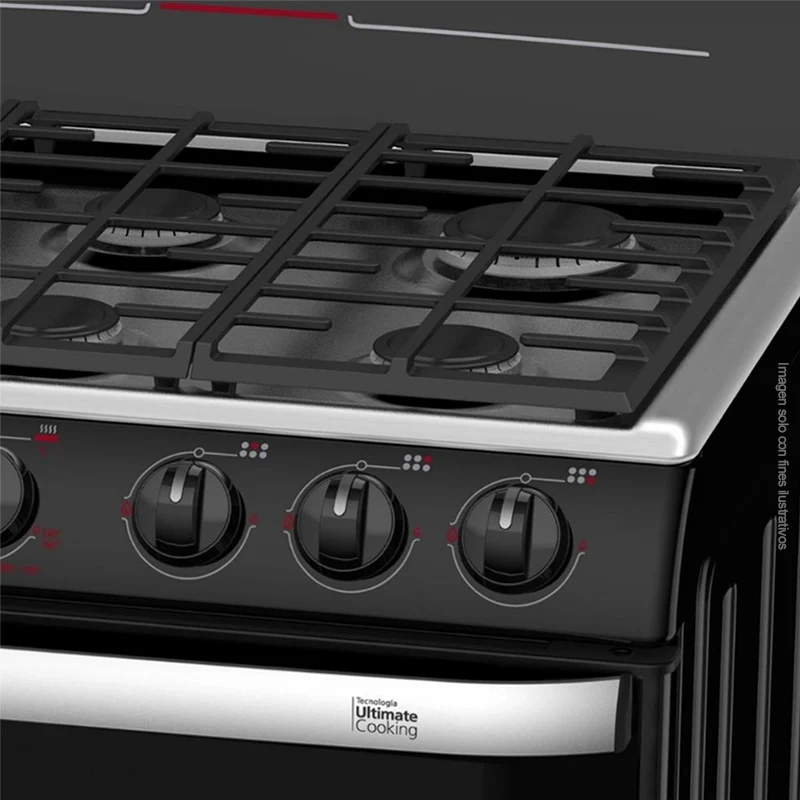 Estufa a gas de 30" EM7651BFIN0 Mabe, 6 quemadores, mesa de acero inoxidable, encendido eléctrico por botón. - Image 4