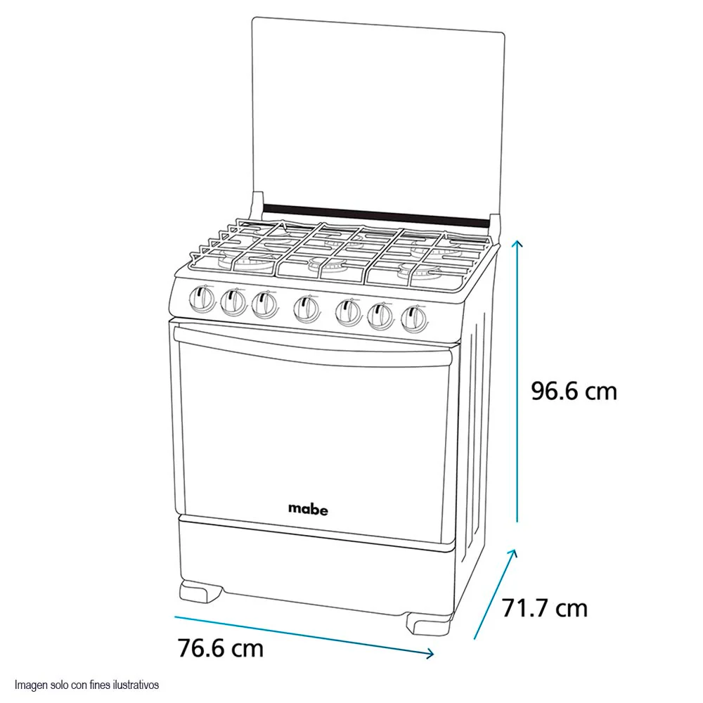 Estufa a gas de 30" WEM7659CFIS3 Mabe 6 quemadores acero inoxidable encendido eléctrico - Image 6