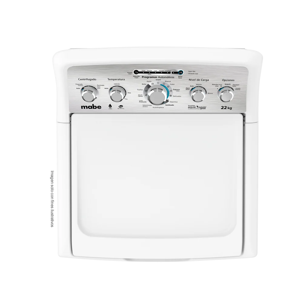 Lavadora 22kg LMA72215CBAB0 Mabe carga superior tina de acero inoxidable, Tecnología Aqua Saber Green - Image 3