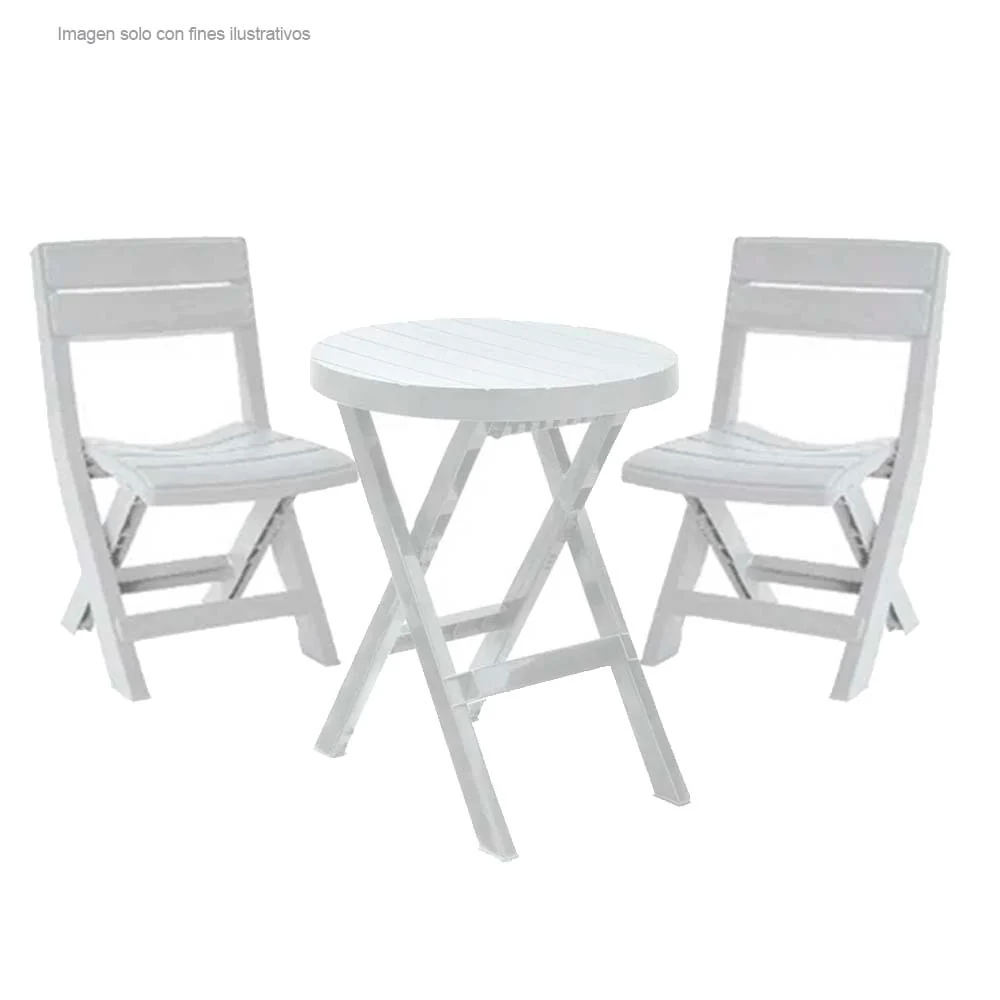 Mesa + 2 sillas Baru plegables 13009-XP color gris hielo Rimax