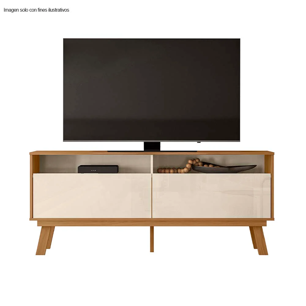 Mesa para TV Olinda para hasta 65" color blanco apagado / almendra. - Image 2