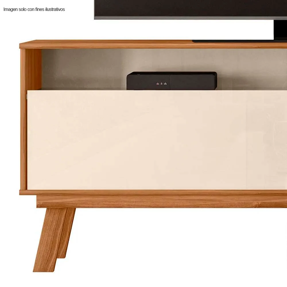 Mesa para TV Olinda para hasta 65" color blanco apagado / almendra. - Image 4