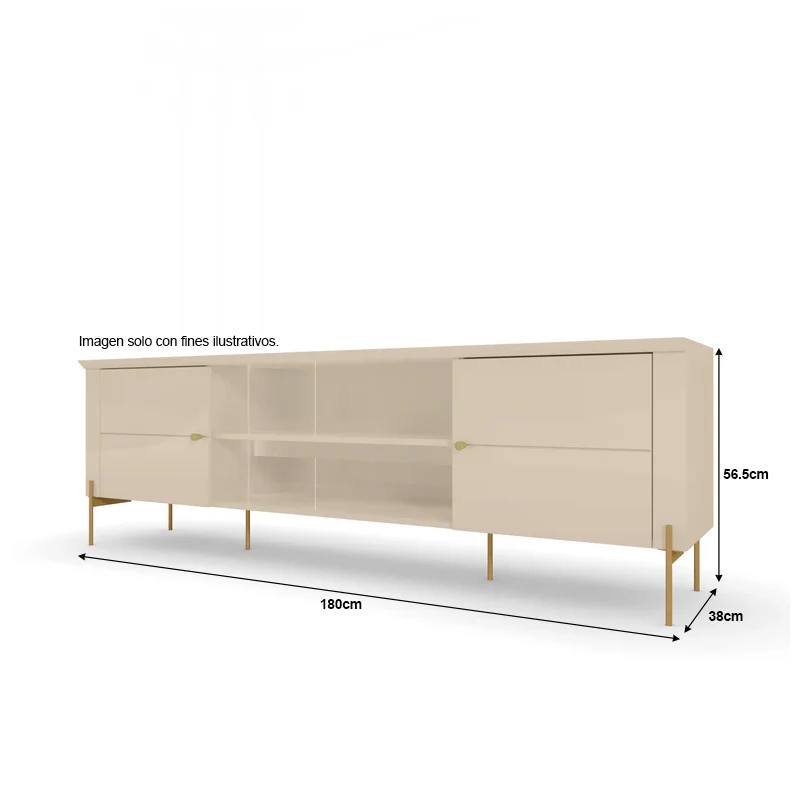 Mueble para TV Bancada Brasilia para televisores de hasta 75” color off white/canela - Image 3