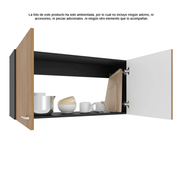 Mueble superior de cocina Napoles MWF 11619 color wengue + fresno + blanco interior. - Image 2