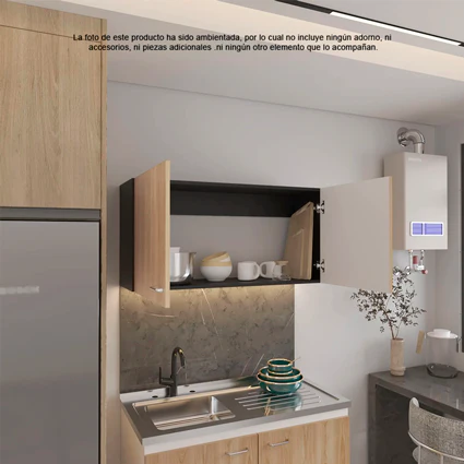 Mueble superior de cocina Napoles MWF 11619 color wengue + fresno + blanco interior. - Image 3