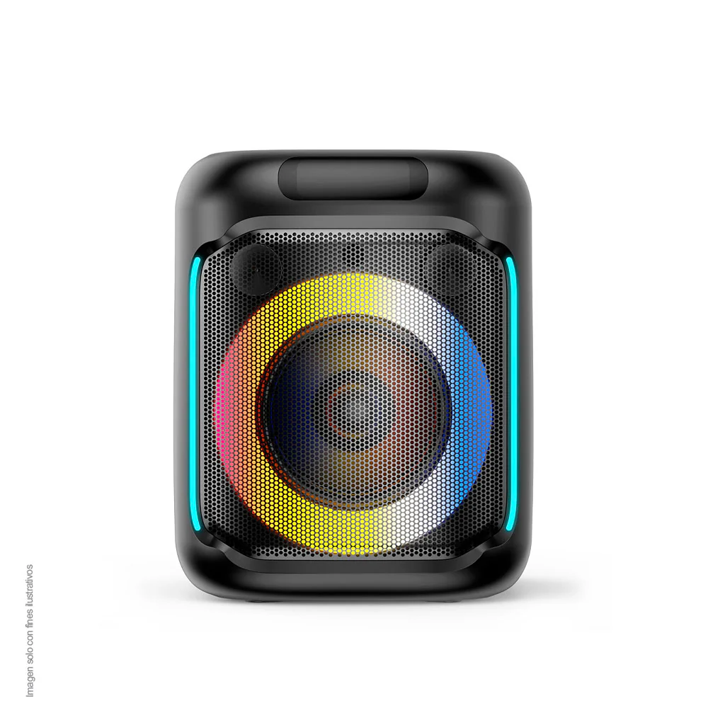 Parlante activo MY-PS88-B-LA-BR Mystic Out mini pro, audio con hasta 4 horas de reproducción, luz LED, Micrófono con cable, Bluetooth TWS, Radio FM. - Image 2