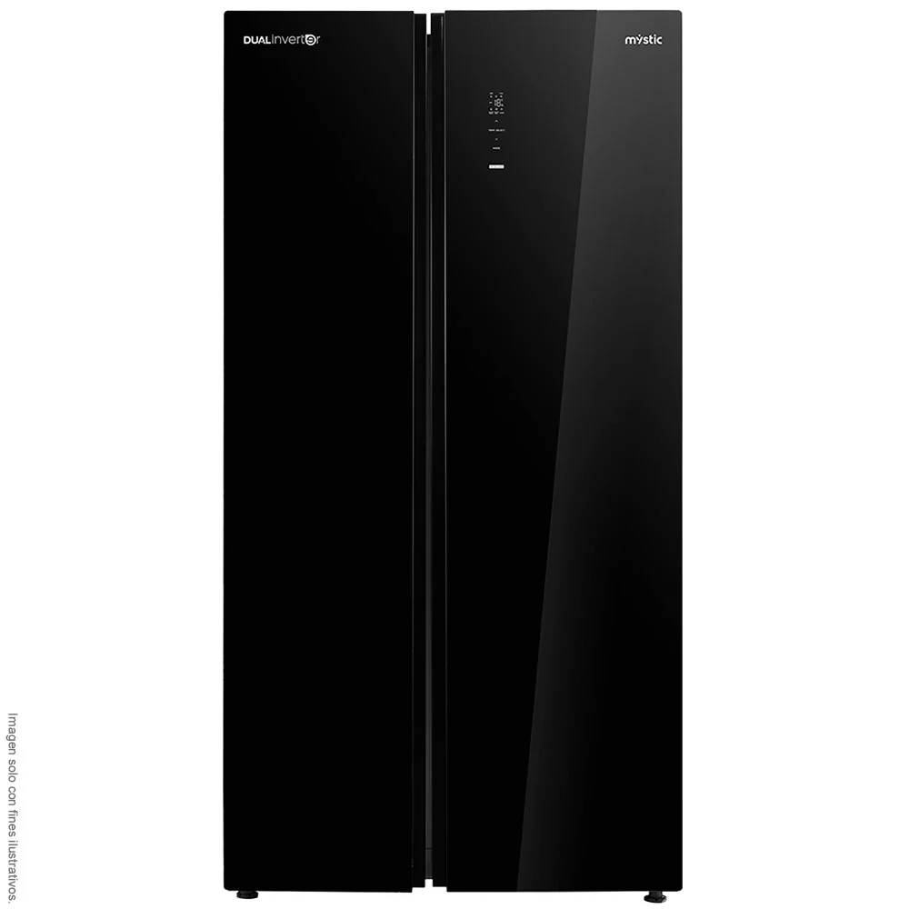 Refrigeradora 19.6pc RF-NV-SB530LSS Mystic Side by side Dual Inverter, No Frost, color negro, control digital externo de temperatura, multi air flow, bloqueo de niños.