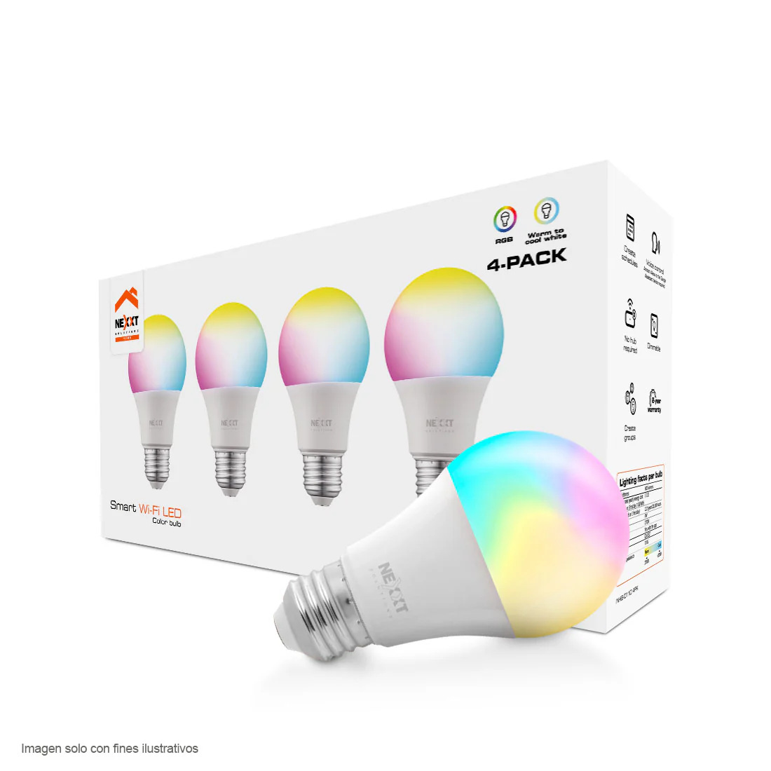 Pack de 4 bombillos Smart NHB-C110M RGB 110V -60HZ WI-FI Nexxt - Image 2