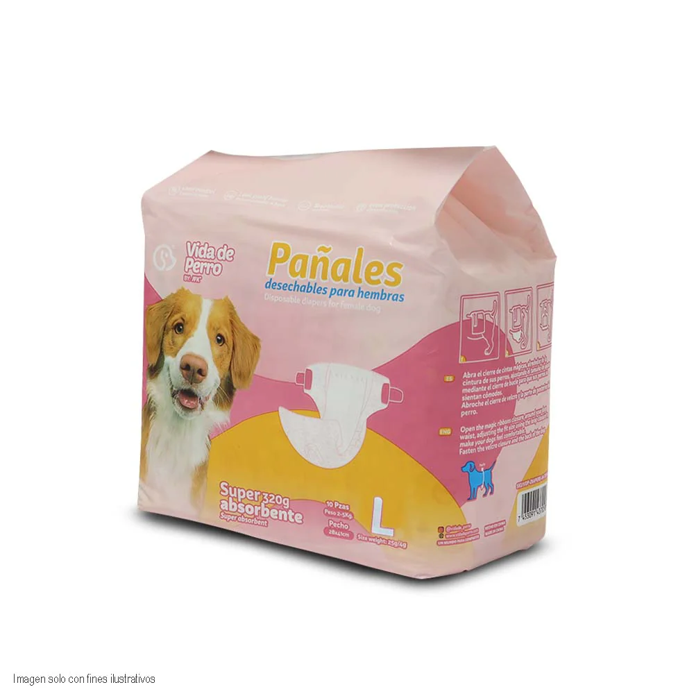 Pañales desechables grandes para hembras VDP-DIAPERS-L-FEMALE 10pz