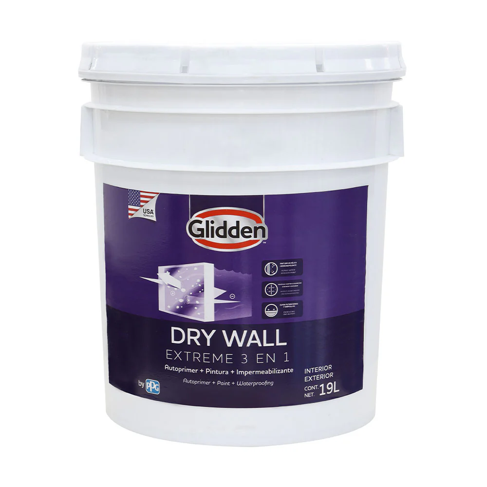 Pintura Dry Wall Extreme Glidden 3 en 1 UAC satín tanque de 5 galones