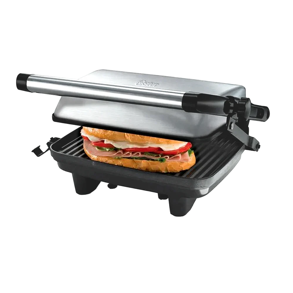 Sandwichera Panini CKSTPA2880 Oster, altura ajustable acero inoxidable