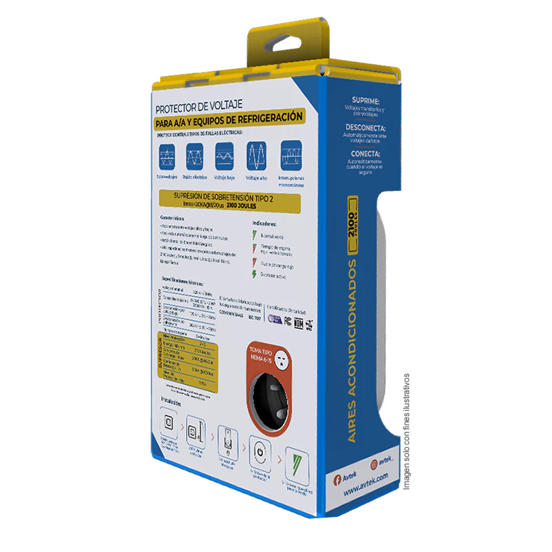 Protector de voltaje PATAS-1T615 AVTEK, para aires acondicionados y equipos de refrigeración, 15 Amp, 220 Vac, 3300 VA, 24.000 BTU. - Image 3